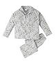 babywish Full Sleeves Zebra & Palm Tree All Over Print Night Suit - Grey