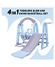 BAYBEE 3 in 1 Garden Slide & Swing Playset With Basketball Hoop - Blue & Grey