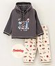 Cucumber Full Sleeves Night Suit Text Print - Grey Beige
