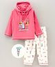 CUCUMBER Full Sleeves Cotton Hooded Night Suit Adevnture Print - Pink