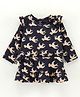 Cucumber Full Sleeves Frock Bird Print - Black