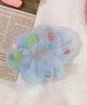 Flaunt Chic Pom Pom Scrunchie Hair Tie - Blue