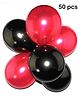 Balloon Junction Metallic Balloons for Party Decoration Pack of 50 - Red & Black