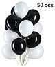 Balloon Junction Metallic Balloons Black & Plain White - Pack of 50 