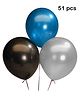 Balloon Junction Metallic Balloons Pack of 51 - Dark Blue Silver Black