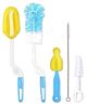 Safe-O-Kid 5 in 1 Ultima BPA Free Bottle Brush Set for Baby Feeding Bottle Nipple Straw Brush Cleaner - Blue