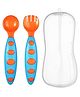 Safe-O-Kid Baby Spoon Fork and Case Set - Blue & Orange