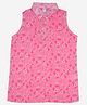 Kiddopanti Sleeveless Abstract All Over Flower Print Collared Top - Pink