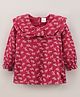 Babyhug Full Sleeves Printed Rayon Top With Frill Detailing- Red