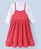 OLLINGTON ST. Singlet Sleeves Frock With Full Sleeves Inner Top Floral Print - Red White