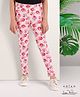 Arias Cotton Modal Stretch Rib Knit Printed Legging With Side Pocket and Paper Bag Waist-Pink