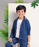 Arias Cotton Stretch Pique Knit Light Weight Casual Blazer - Navy