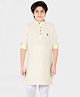 CAVIO Full Sleeves Embroidery Work Detail Kurta With Pyjama - Cream