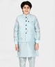 CAVIO Full Sleeves Kurta & Pajama With All Over Geometric Embroidered Embellished Jacket - Sky Blue