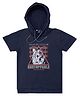 CAVIO Half Sleeves Graphic Tiger Printed Hooded T Shirt - Navy Blue