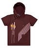 CAVIO Half Sleeves Challenges Printed Hooded T Shirt - Maroon