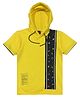CAVIO Half Sleeves Cosmic Tape Printed Hooded T Shirt - Yellow