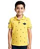 CAVIO Half Sleeves Car & Palm Tree Print Polo Tee - Yellow