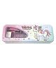 Crackles Sturdy Unicorn Theme Double Layered Metal Pencil Box Stationery Set with 2 Pencils Scale Sharpener And Eraser (Color & Print May Vary)