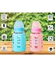 The Little Lookers High Borosilicate Glass Feeding Bottle with soft Flow control & Anti Colic Nipple Pack of 2 - Blue Pink