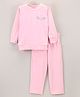 Grab It Full Sleeves Solid Top & Loungepant Set Heart Applique - Pink