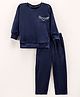 Grab It Full Sleeves Solid Top & Loungepant Set Heart Applique - Blue