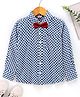 Babyhug Party Wear Full Sleeves Checks Shirt With Bow - Blue White