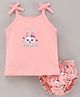 Cucumber Singlet Sleeves Rabbit Printed Inner Wear Set - Peach