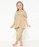 Cherry Crumble By Nitt Hyman Viscose Woven Half Sleeves Floral Printed Coordinating Top & Pajama Set - Yellow