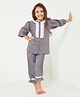 Cherry Crumble By Nitt Hyman Full Sleeves Lace Detailed Top & Pajama Set - Grey