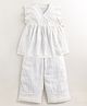 Cherry Crumble By Nitt Hyman Short Sleeves Self Striped Detail Night Suit- Cream