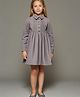 Cherry Crumble By Nitt Hyman Full Sleeves Achromatic Solid Collared Dress - Grey