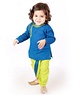 KID1 Full Sleeves Placement Embroidered Detail Kurta With Dhoti - Blue