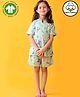 Anthrilo 100% Organic Cotton Half Sleeves Butterflies Printed Tee With Shorts - Green