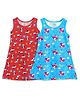 SuperBottoms Pack Of 2 Sleeveless All Over Dog And Unicorn Element Printed Dress - Red & Blue