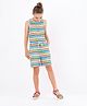 Primo Gino Girl Stripe Pattern Playsuit with Digital print Treatment in Cotton Elastane Fabric - Multicolor