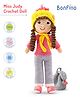 Bonfino Premium Handmade Crochet Doll with Bag for Girls & Boys | Cute Knitted Cotton Doll for Babies | Baby Doll for Kids | Soft Toys | Height 27 cm |Pink & Blue (Miss Judy) | BIS Certified