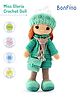 Bonfino Premium Handmade Crochet Doll with Bag for Girls & Boys | Cute Knitted Cotton Doll for Babies |Baby Doll for Kids | Soft Toys | Height 27 cm |Pink & Blue (Miss Gloria) | BIS Certified