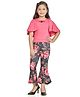 Peppermint Half Sleeves Floral Appliqued Top With Floral Printed Pants - Pink