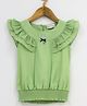 Peppermint Short Sleeves Solid Ruffle Detail Top - Green
