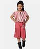 Peppermint Half Flutter Sleeves Chevron Top & Solid Pleated Capri Culottes Set - Mauve