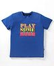 JACK & JONES JUNIOR Cotton Knit Half Sleeves T-Shirt With Play Some More Text Print - Blue