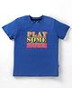 JACK & JONES JUNIOR Cotton Knit Half Sleeves T-Shirt With Play Some More Text Print - Blue