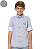 Jack & Jones Junior Full Sleeves Slim Fit Shirt Logo Patch - Blue White