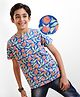 Earthy Touch Cotton Knit Half Sleeves T-Shirt Floral Print - Navy