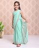 Babyhug Sleeveless Sequinned Blouse & Embellished Saree Set - Aqua