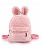 Sanjis Enterprise Bunny Ear Faux Fur Backpack Pink - Height 11 Inches