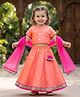 Babyoye Poly Cotton Half Sleeves Choli & Lehenga With Dupatta Embellished Thread Work Detailing- Peach