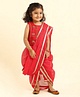 Babyhug Sleeveless Blouse And Sequins Bordered Saree - Red