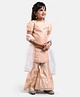 Babyoye Half Sleeves Top & Palazzo Set With Dupatta Glitter Print - Peach